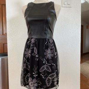 Black dress with lace, faux leather, size small, excellent condition, Love…Ady